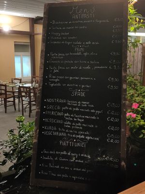Menu from Sept 2020 at Be Happy in Trieste