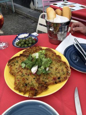 Tortillitas veganas (vegetable version of typical local dish that normally contains tiny shrimp) at Vintage El Palmito in Cadiz