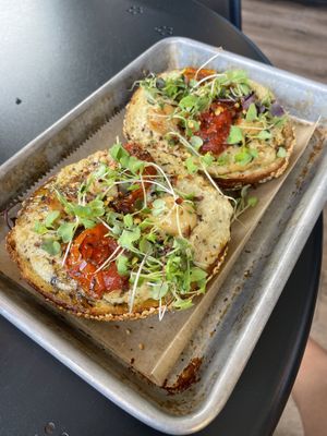 Pizza bagel   at Pulp in Asbury Park