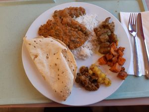 Selection from the buffet at Kasvisravintola Brindavan & Bhajan Cafe in Helsinki