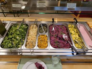 Various salads at Kasvisravintola Brindavan & Bhajan Cafe in Helsinki