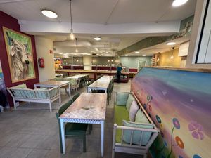 Spiritual colours are great to eat surrounded by   at Kasvisravintola Brindavan & Bhajan Cafe in Helsinki