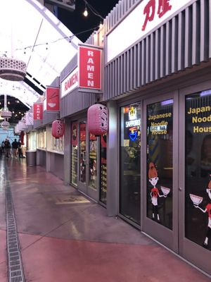 All the way to the right if you’re facing Las Vegas Blvd when coming out of the casino   at Ramen-Ya in Las Vegas