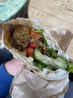 Vegan goulash wrap  at Green 13 - Lvivska Square in Kyiv