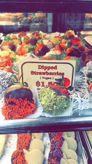 Vegan chocolate-dipped strawberries at Edge of the Woods Natural Market in New Haven