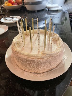 Strawberry coconut cake at Edge of the Woods Natural Market in New Haven