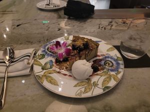 Vegan Pistachio cheesecake at Aria Hotel - CATCH in Las Vegas