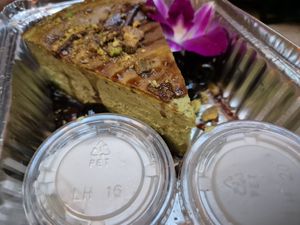 Pistachio cheesecake to go at Aria Hotel - CATCH in Las Vegas