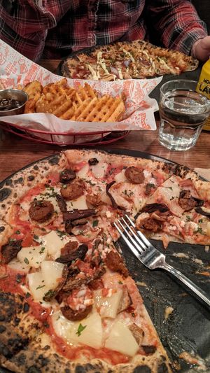 Pizzas & waffle fries at Red Sparrow Pizza in Prahran