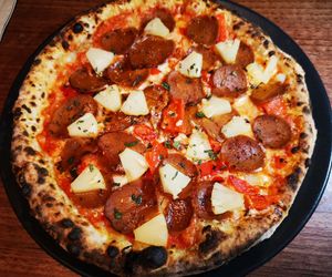 Pepperoni with added Pineapple at Red Sparrow Pizza in Prahran