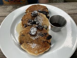 Oreo Pancakes (pancake flavors change) at Russell's by Eat Healthy Kauai in Wailua