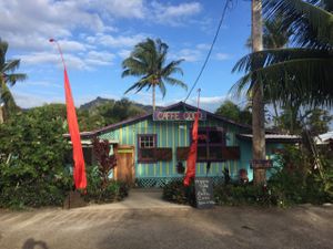 the front of the restaurant  at Russell's by Eat Healthy Kauai in Wailua