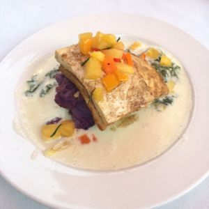 Jerk Tofu with coconut cream sauce  at Russell's by Eat Healthy Kauai in Wailua