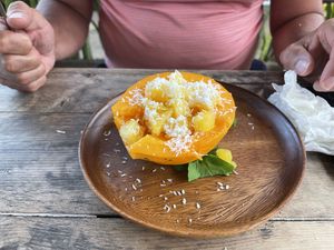 Papaya fruit salad  at Russell's by Eat Healthy Kauai in Wailua