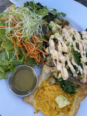 Cheesiest flakiest breakfast sandwich at Russell's by Eat Healthy Kauai in Wailua