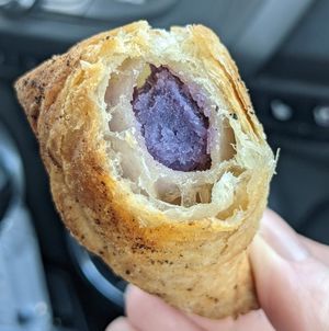 BABY OKINAWAN PURPLE POTATO SAMOSA at Russell's by Eat Healthy Kauai in Wailua