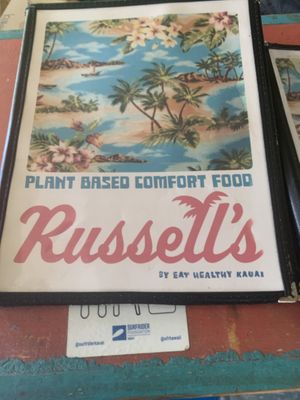 Menu cover  at Russell's by Eat Healthy Kauai in Wailua