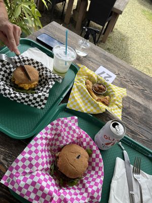 Burgers!!! Plus this fun take on a samosa!   at Russell's by Eat Healthy Kauai in Wailua