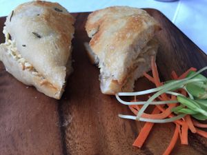 Tofu Sandwich w/ peanut sauce, greens, carrots, cucumbers at Russell's by Eat Healthy Kauai in Wailua