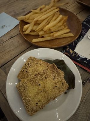 Wonderful of them to accommodate to our child - they gave her naked fries & did crusted tofu so she had some nuggets!   at Russell's by Eat Healthy Kauai in Wailua