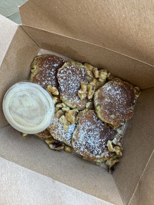 Breakfast pancake bites - so good! More like dessert but delicious !  at Russell's by Eat Healthy Kauai in Wailua