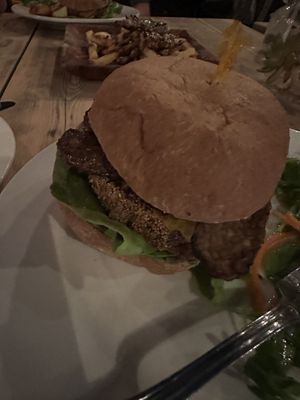 Beyond Tempeh cheeseburger   at Russell's by Eat Healthy Kauai in Wailua