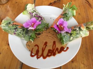 Yummy summer rolls  at Russell's by Eat Healthy Kauai in Wailua