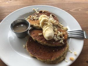 Banana Mac Nut Pancakes at Russell's by Eat Healthy Kauai in Wailua