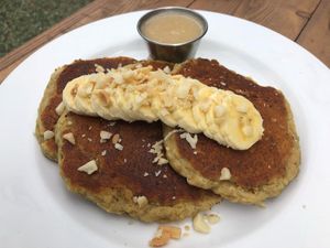 Mac pancakes. Incredible.  at Russell's by Eat Healthy Kauai in Wailua