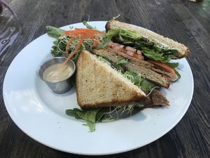 Tempeh bacon, lettuce, and tomato (BLT) at Russell's by Eat Healthy Kauai in Wailua