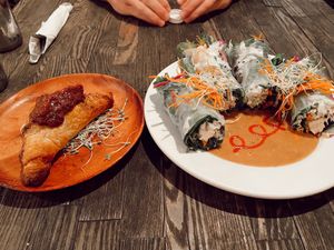 Samosa and Summer Rolls. at Russell's by Eat Healthy Kauai in Wailua