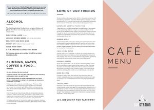 Cafe Menu at Substation in Macclesfield