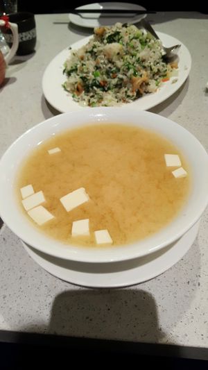 miso soup and fried rice at King's Cafe in Toronto