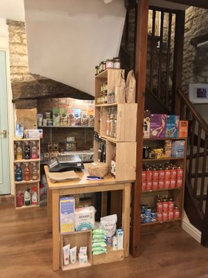 Lots of organic vegan products in the shop area. at Serenity Bean in Moreton-in-marsh