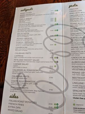 Starters at La Spaghettata in Durham