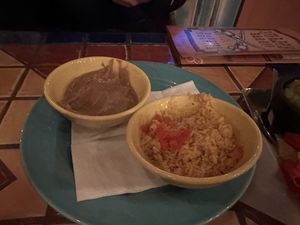 Side order of rice and beans. Very bland, but at least they’re vegan.  at Julio's Barrio in Edmonton