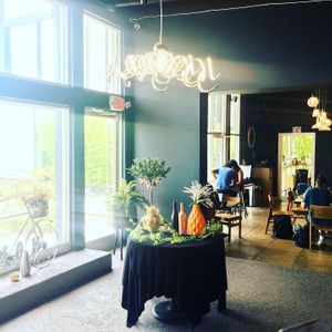 Indoor dining on restaurant side at Namu in Durham