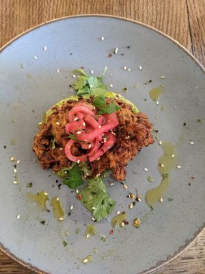 Courgette fritter at The Jackdaw in Denton