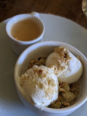 Affogato (veganised with crumble topping instead of the biscotti) at The Jackdaw in Denton