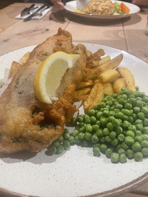 Vegan ‘fish’ and chips  at The Jackdaw in Denton