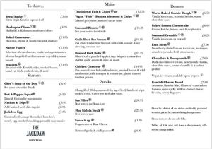 Menu at The Jackdaw in Denton