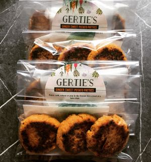 Ginger and Sweet Potato Patties at Gertie's in Talgarth