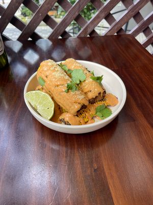 Elotes en salsa...  at Moonrise Comida Vegana in Guatemala City