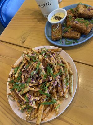French fries and tofu nuggets at Moonrise Comida Vegana in Guatemala City