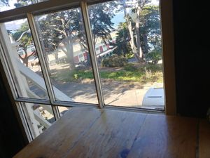 Path from inside the restaurant at Cafe Franco in San Francisco