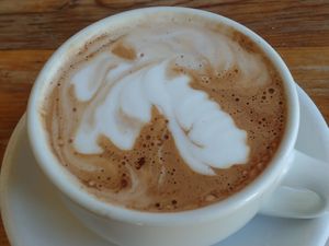 Mocha Cappuccino with soy milk: not good, would not order coffee here again at Cafe Franco in San Francisco