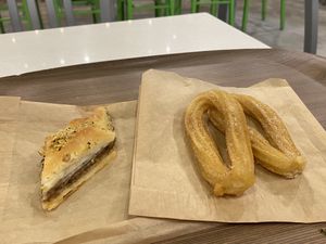 Vegan baklava and churro! at The Mexican Camel in Orlando