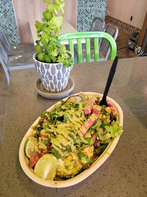 Vegan chickn shawarma bowl at The Mexican Camel in Orlando