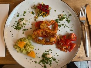 Voorgerecht met verschillende soorten paprika at De Levensboom in Hasselt
