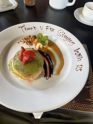 Vegan pancakes (5 instead of 3)  at BeingSattvaa in Ubud